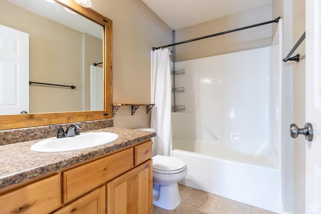1033 S Southgate Ct W, Logan, UT 84321 - full bath with vanity, shower / bath combo, and tile patterned flooring