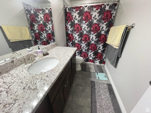 2433 N 1445 W, Clinton, UT 84015 - full bath featuring stone tile floors, vanity, and a shower with curtain