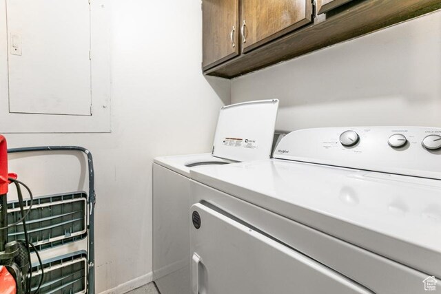 245 N Vine St Unit 205, Salt Lake City, UT 84103 - washroom featuring cabinet space, washing machine and dryer, and electric panel