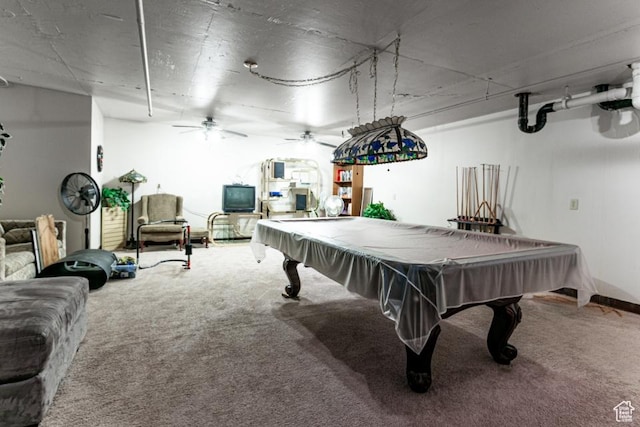245 N Vine St Unit 205, Salt Lake City, UT 84103 - recreation room featuring carpet floors, ceiling fan, and pool table