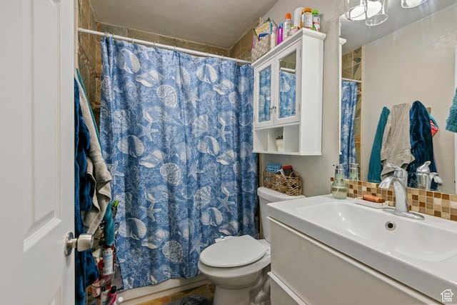 565 W 300 S, Provo, UT 84601 - full bath with vanity, backsplash, and a shower with shower curtain