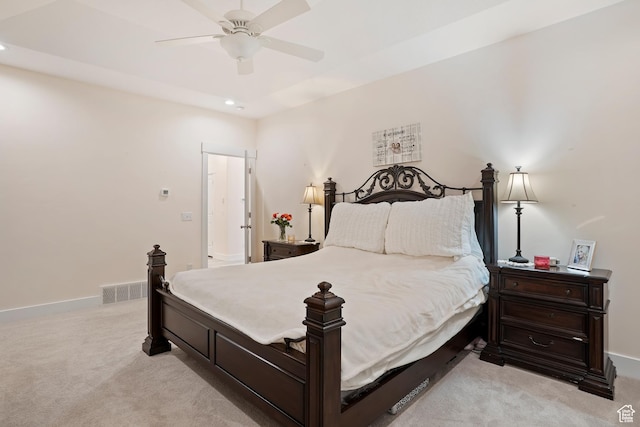 4925 W 3500 S, West Haven, UT 84401 - bedroom with light carpet, recessed lighting, and ceiling fan