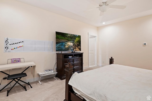 4925 W 3500 S, West Haven, UT 84401 - bedroom featuring light carpet, recessed lighting, and a ceiling fan