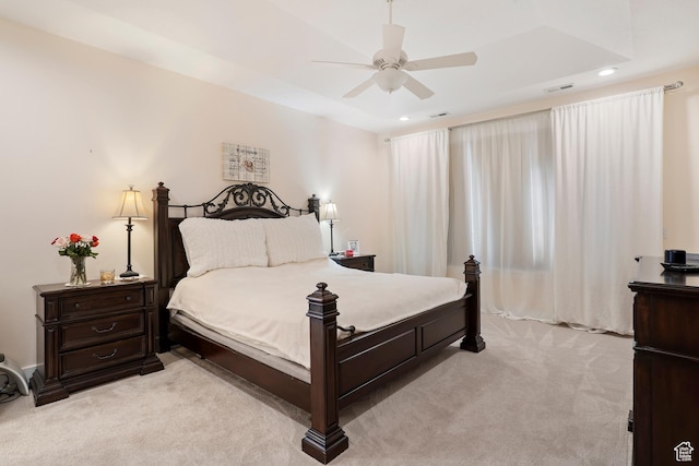 4925 W 3500 S, West Haven, UT 84401 - bedroom featuring light carpet, recessed lighting, and ceiling fan