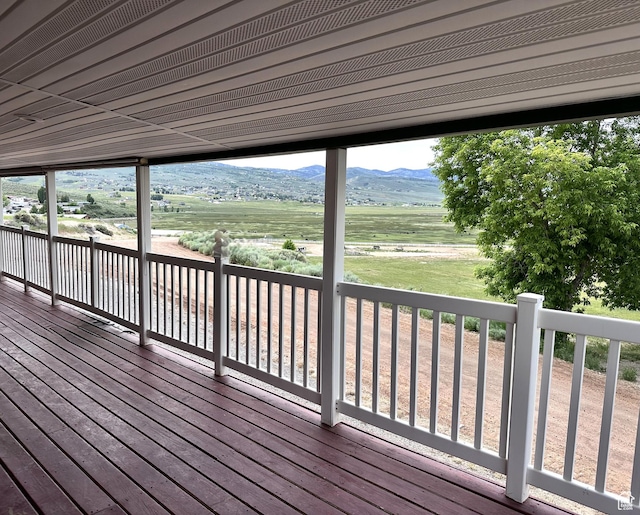 3077 S Edgemont Dr, Garden City, UT 84028 - wooden deck featuring a mountain view