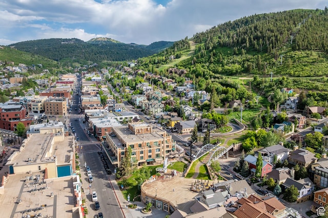 1035 Park Ave Unit 7-G, Park City, UT 84060 - aerial view of property and surrounding area with mountains and a heavily wooded area