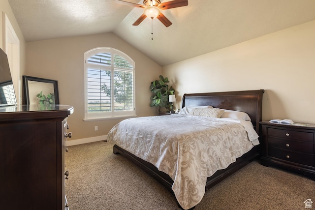 3535 W Overlook Dr, Layton, UT 84041 - bedroom with carpet floors, vaulted ceiling, and a ceiling fan