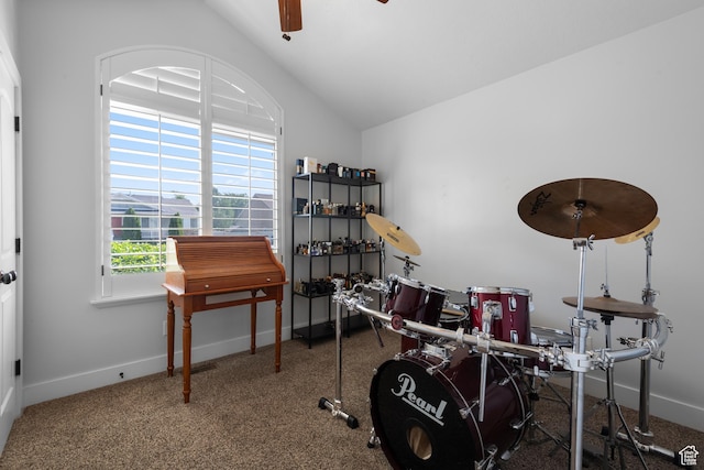 3535 W Overlook Dr, Layton, UT 84041 - misc room with ceiling fan, carpet flooring, and lofted ceiling