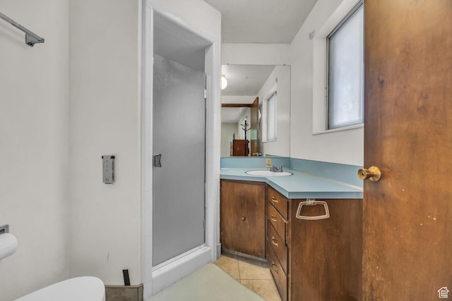 1731 E 1460 N, Logan, UT 84341 - full bath featuring a stall shower, vanity, and tile patterned floors