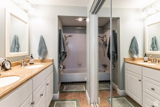5668 S 1090 W, Murray, UT 84123 - full bathroom with double vanity, tile patterned flooring, and bathing tub / shower combination