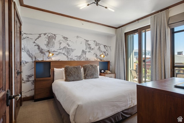 3558 Escala Ct Unit 252, Park City, UT 84098 - carpeted bedroom with crown molding and access to outside