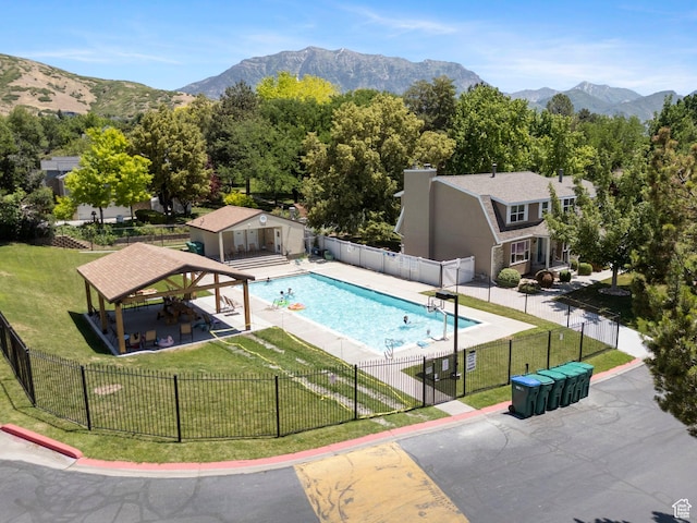 1700 N Bluebird Rd, Orem, UT 84097 - community pool featuring a gazebo, a patio, and a mountain view