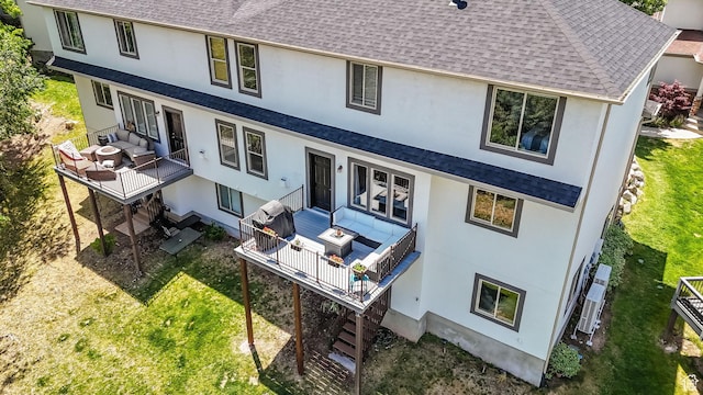 923 E Absaroka Ct S, Draper, UT 84020 - back of house with roof with shingles, stucco siding, and a wooden deck