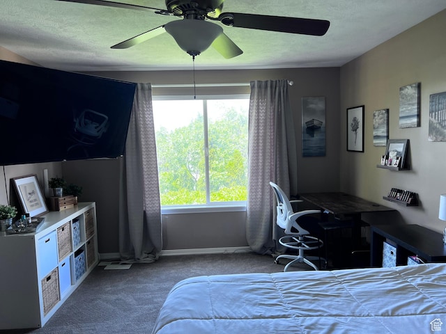 6466 W 8375 S, West Jordan, UT 84081 - bedroom with carpet, a ceiling fan, and a textured ceiling