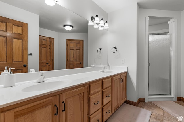 1340 N Trapper Loop, Garden City, UT 84028 - bathroom with double vanity and a stall shower