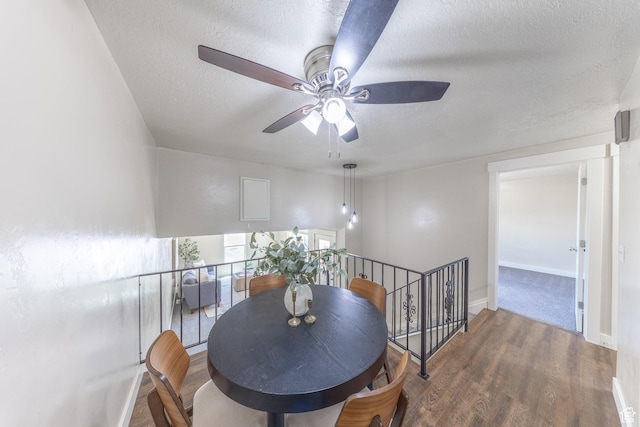 774 W 4375 S, Riverdale, UT 84405 - dining room featuring a textured ceiling, ceiling fan, and wood finished floors