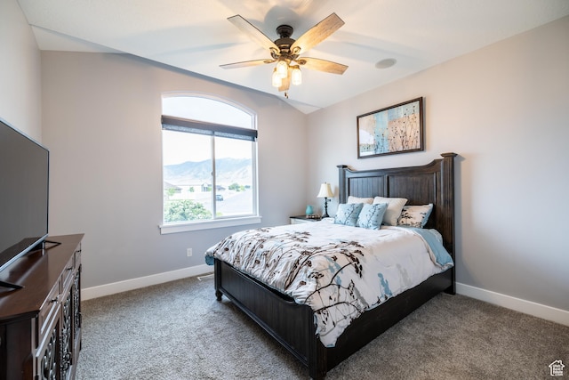 4311 N Diamond Ln, Erda, UT 84074 - bedroom featuring light colored carpet, a ceiling fan, and a mountain view