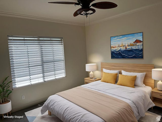 933 N 900 W, Orem, UT 84057 - bedroom with ornamental molding, ceiling fan, multiple windows, and carpet flooring
