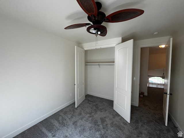 933 N 900 W, Orem, UT 84057 - unfurnished bedroom featuring dark carpet, a closet, and ceiling fan