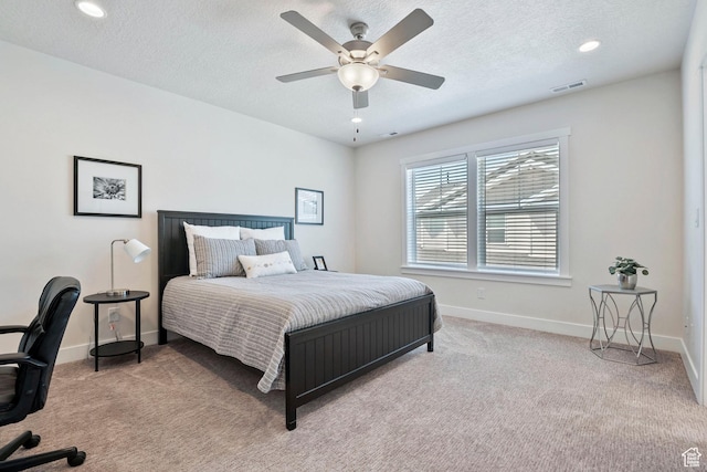 1304 E Weyburn Ln S Unit 10, Holladay, UT 84117 - bedroom featuring carpet, a textured ceiling, ceiling fan, and recessed lighting