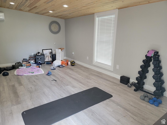 298 E 400 S, Orem, UT 84058 - workout area with wood finished floors, wood ceiling, recessed lighting, and a wall mounted AC