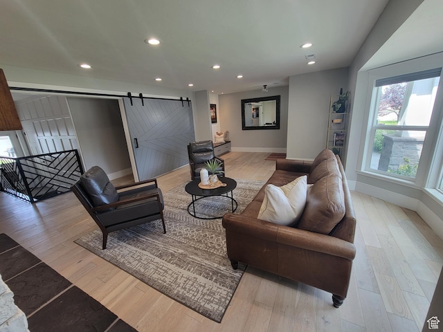 298 E 400 S, Orem, UT 84058 - living area featuring a barn door, recessed lighting, and wood finished floors