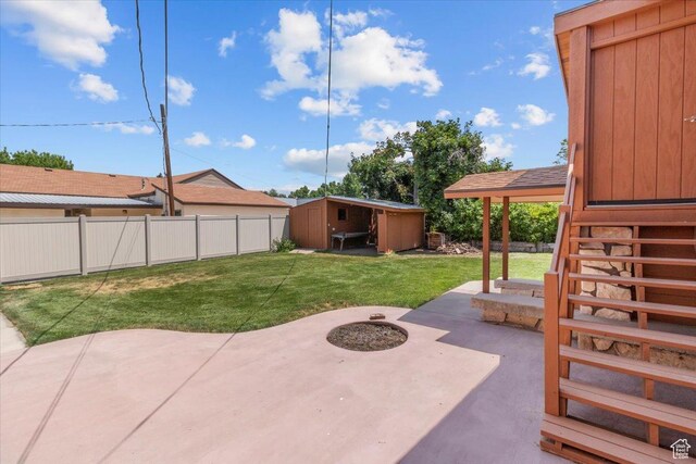294 W 200 N, Mount Pleasant, UT 84647 - fenced backyard featuring a patio and a storage shed