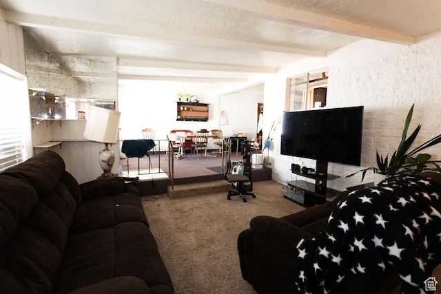 960 N 100 W, Tremonton, UT 84337 - carpeted living room featuring beamed ceiling