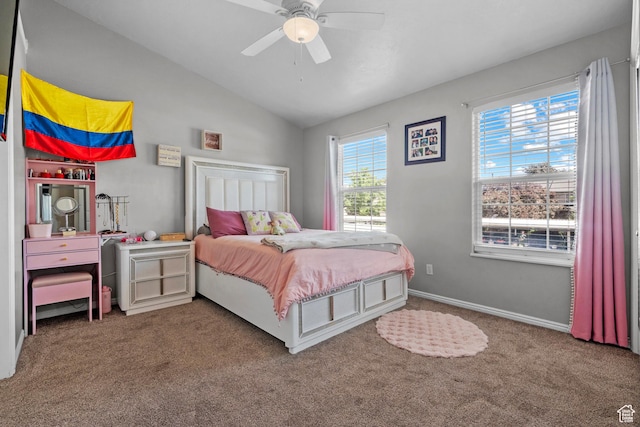 70 E 135 N, Orem, UT 84057 - bedroom with carpet, vaulted ceiling, and a ceiling fan