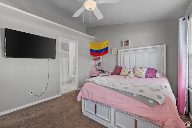 70 E 135 N, Orem, UT 84057 - carpeted bedroom with lofted ceiling, ensuite bathroom, and ceiling fan