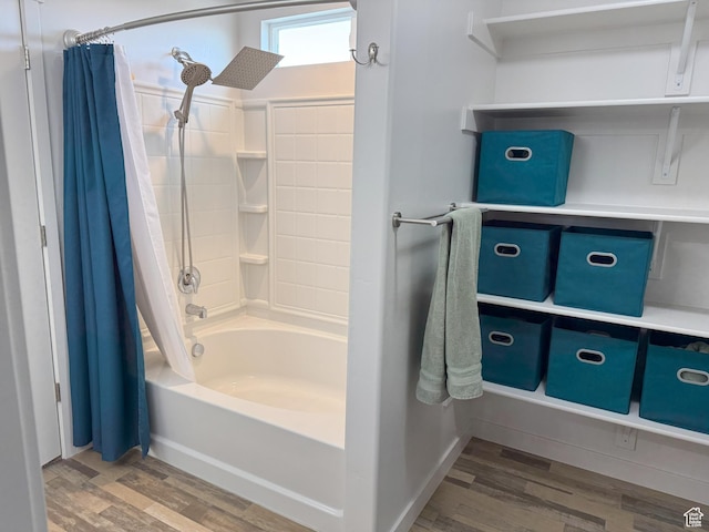 1637 S 730 W, Provo, UT 84601 - full bathroom featuring shower / bath combo with shower curtain and wood finished floors