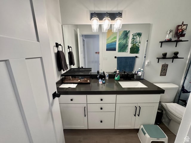 1038 W 980 S Unit 312, American Fork, UT 84003 - bathroom with vanity, wood finished floors, and a chandelier