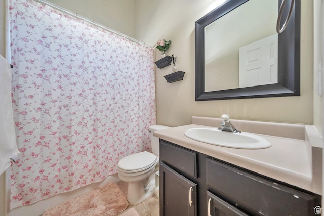 637 W Chase Ln, Centerville, UT 84014 - bathroom featuring vanity, a shower with shower curtain, and tile patterned floors