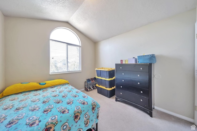 637 W Chase Ln, Centerville, UT 84014 - bedroom featuring lofted ceiling, light carpet, and a textured ceiling