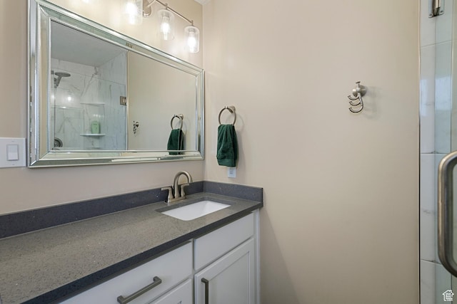 6764 S Enchanted Dr E, Midvale, UT 84047 - bathroom with vanity and a shower with door