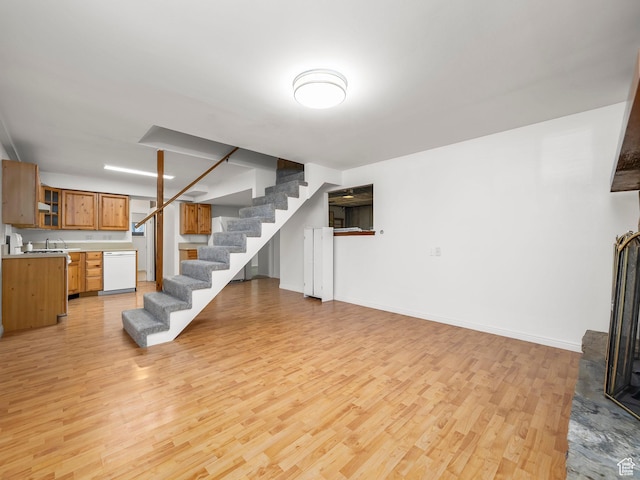 550 S 700 W, Payson, UT 84651 - unfurnished living room featuring stairway and light wood-style flooring