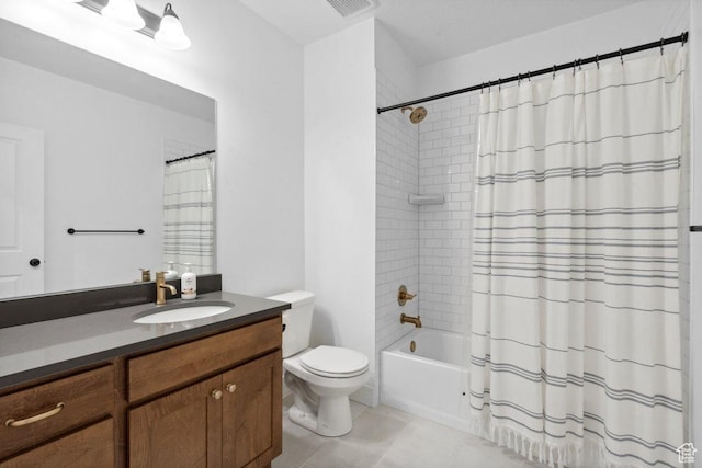 11449 S Bingham Rim Rd, South Jordan, UT 84009 - bathroom featuring vanity, tile patterned flooring, and shower / bath combination with curtain