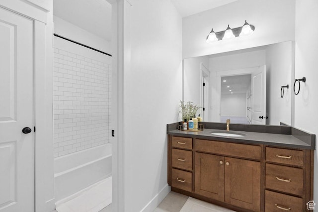 11449 S Bingham Rim Rd, South Jordan, UT 84009 - bathroom with vanity, shower / tub combination, and tile patterned flooring