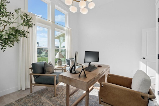 11449 S Bingham Rim Rd, South Jordan, UT 84009 - carpeted office featuring a high ceiling and a chandelier