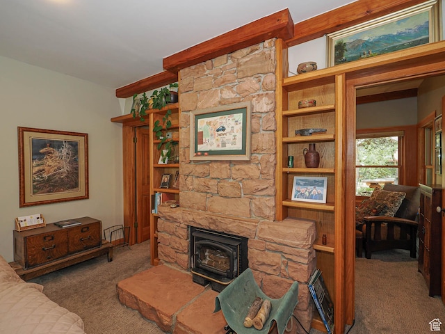 2137 N Pinecrest Canyon Rd Unit 35, Emigration Canyon, UT 84108 - carpeted living area with a wood stove