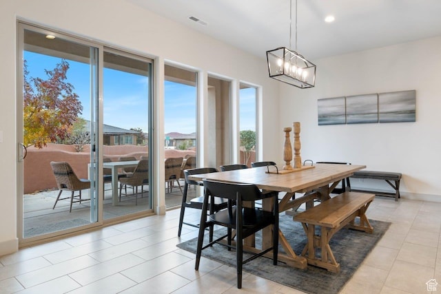 3780 W Arcadia Dr Unit 25, Santa Clara, UT 84765 - dining area featuring light tile patterned flooring, a chandelier, and recessed lighting