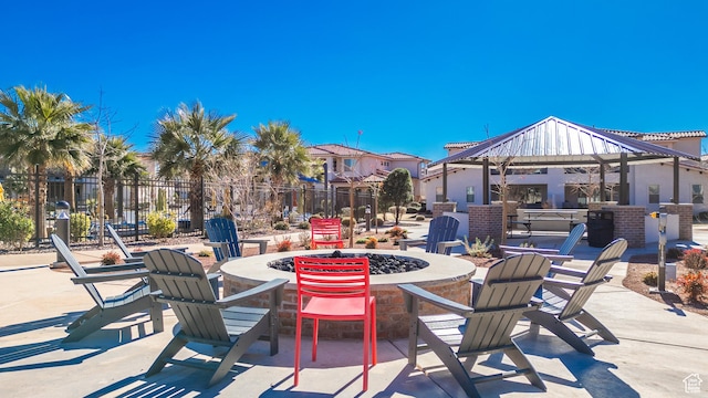 3780 W Arcadia Dr Unit 25, Santa Clara, UT 84765 - view of patio with a fire pit and a gazebo