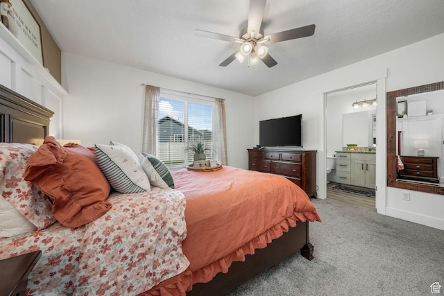 893 N 300 W, Santaquin, UT 84655 - bedroom featuring light colored carpet, ceiling fan, and ensuite bath