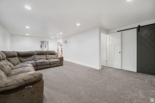 893 N 300 W, Santaquin, UT 84655 - carpeted living area featuring recessed lighting and a barn door