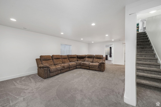 893 N 300 W, Santaquin, UT 84655 - carpeted living area with recessed lighting and stairway