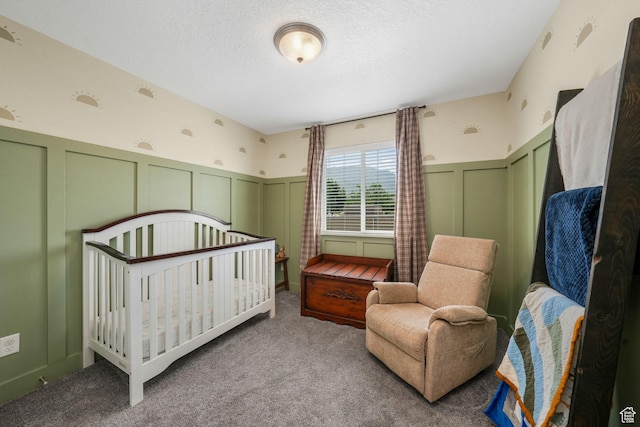 893 N 300 W, Santaquin, UT 84655 - carpeted bedroom featuring a decorative wall, a textured ceiling, and wainscoting