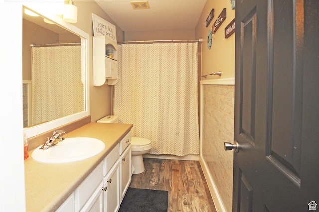 2857 W 2250 N, Clinton, UT 84015 - bathroom with vanity, wood finished floors, and curtained shower