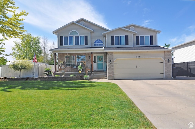 2857 W 2250 N, Clinton, UT 84015 - view of front of property with a garage, a porch, concrete driveway, and brick siding