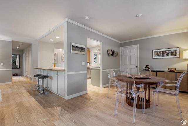 2442 Lily Langtry Ct, Park City, UT 84060 - dining room with light wood-type flooring, ornamental molding, and recessed lighting
