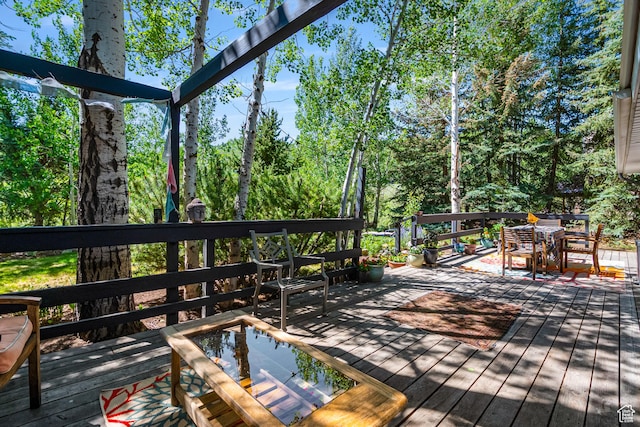2442 Lily Langtry Ct, Park City, UT 84060 - wooden terrace featuring outdoor dining area